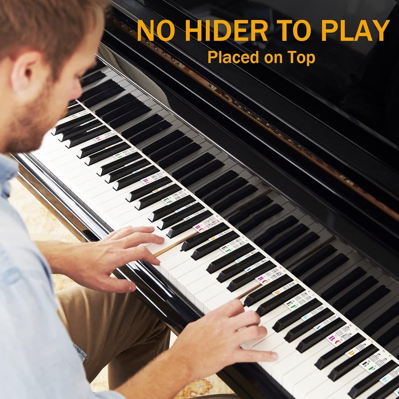 Eison Removable Piano Keyboard Note Labels Piano Keyboard Stickers for Beginner Silicone Piano Notes Guide for Learning, 88-Key Full Size, No Need Stickers, Reusable and Comes with Box（Colorful） - Image 5